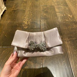 Women's Betsey Johnson Gray & Silver Small Clutch Purse with Bow